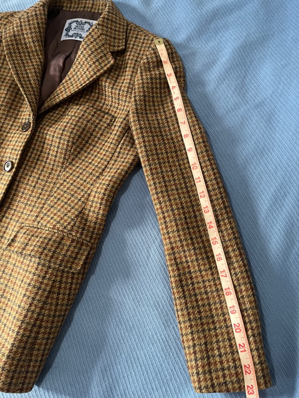 Brooks Brothers Brown Wool Houndstooth Blazer With Elbow Patches - Picture 15 of 15